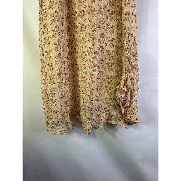 Vintage 90s April Cornell Calico Floral Frilly Pull On Maxi Skirt Small Cottage - Picture 2 of 7